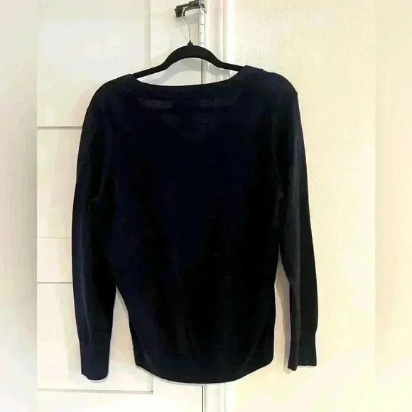 Banana Republic Extra Fine Italian Merino Wool Navy V Neck Sweater Size Large P - Picture 3 of 4